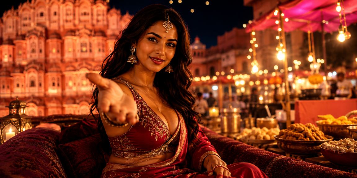 Elegant Jaipur night market sports betting scene for VIP players